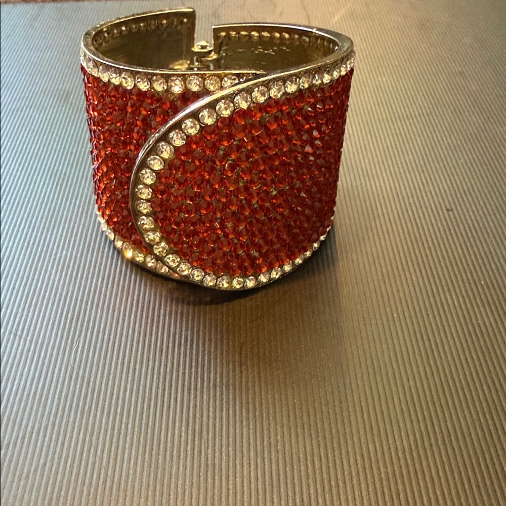 Orange And Clear Rhinestone  Bracelet